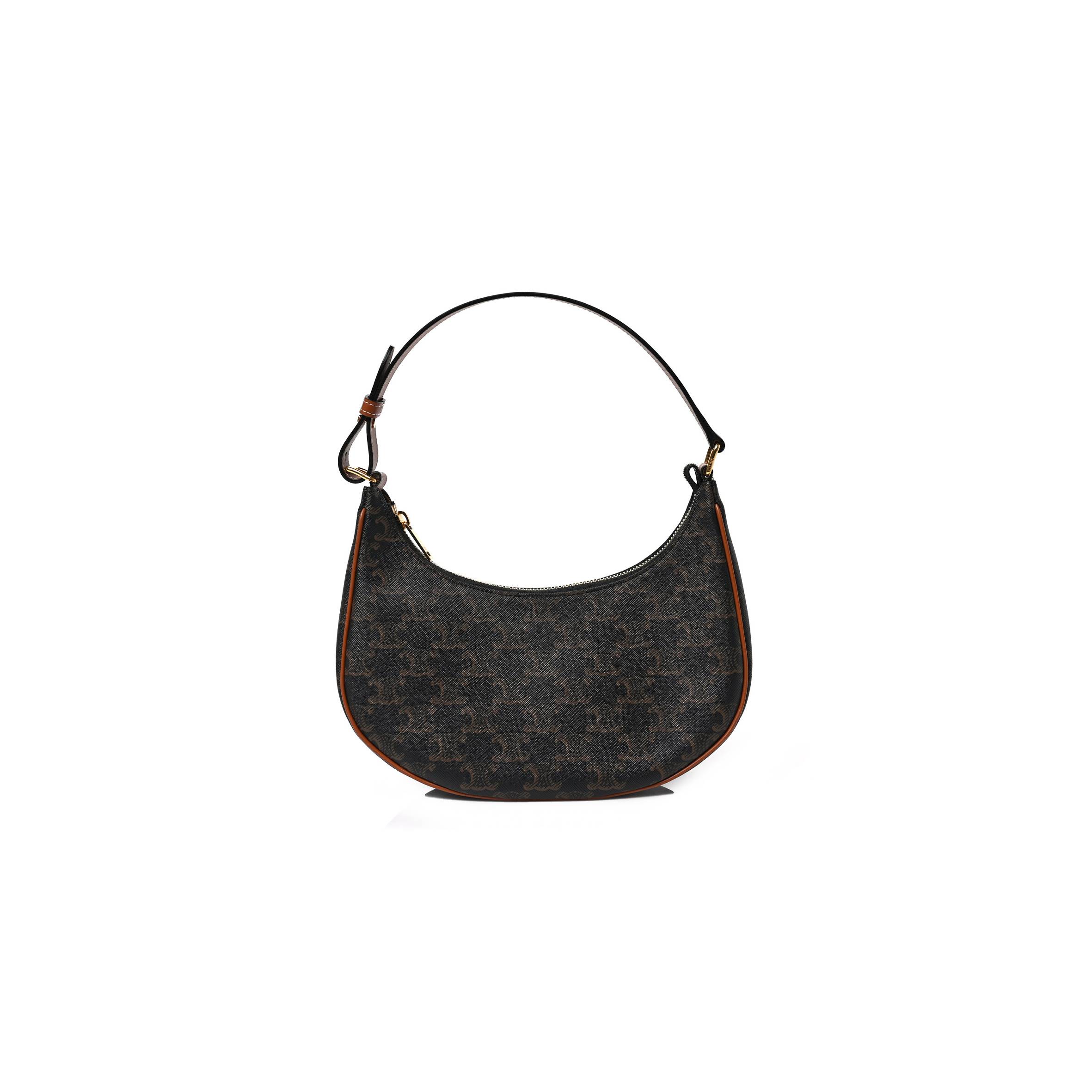 Ce**e triomphe canvas calfskin ava shoulder bag tan (25*19*7cm)