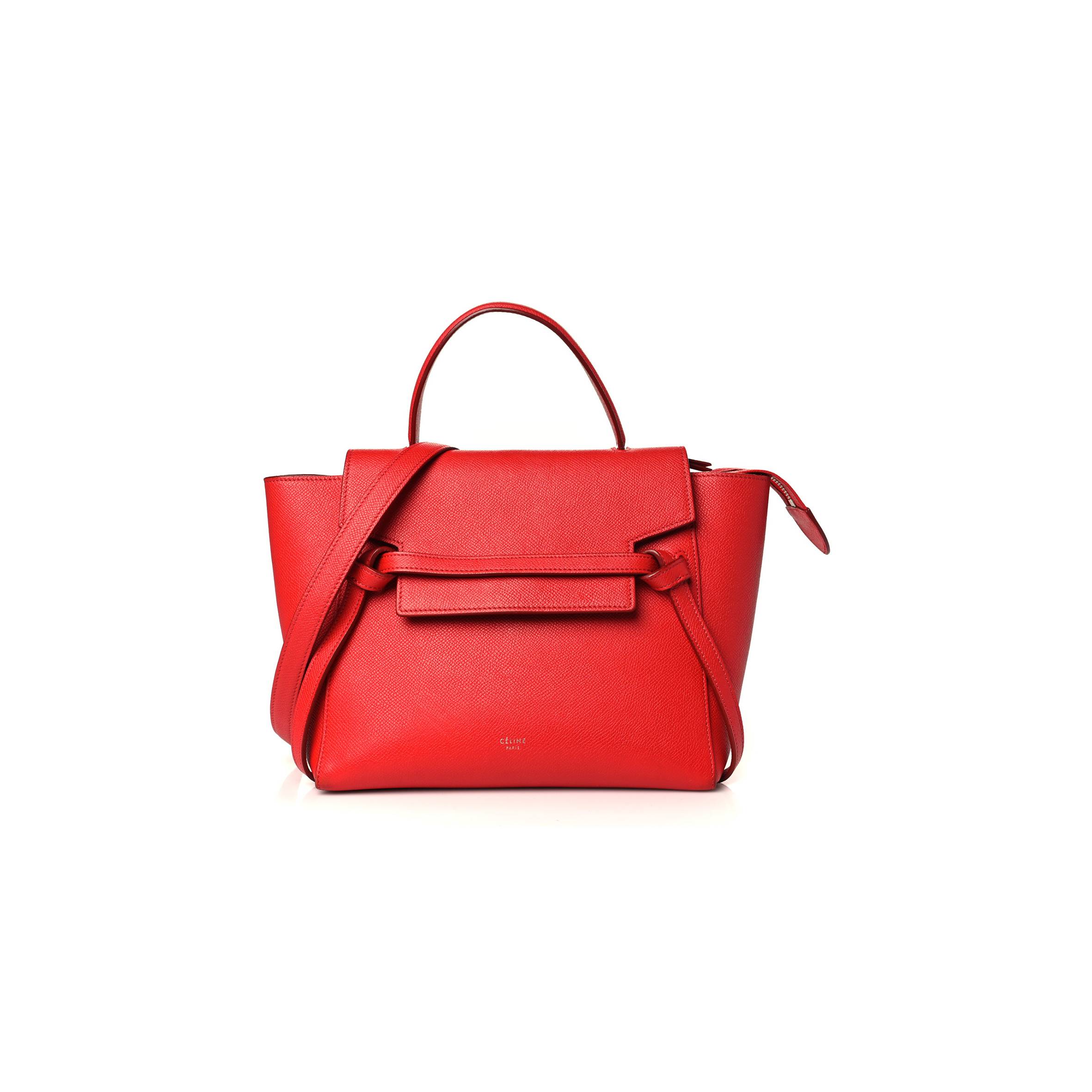 Ce**e baby grained calfskin micro belt bag coquelicot (24*19*14cm)