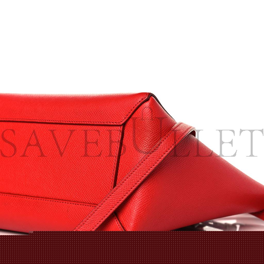Ce**e baby grained calfskin micro belt bag coquelicot (24*19*14cm)