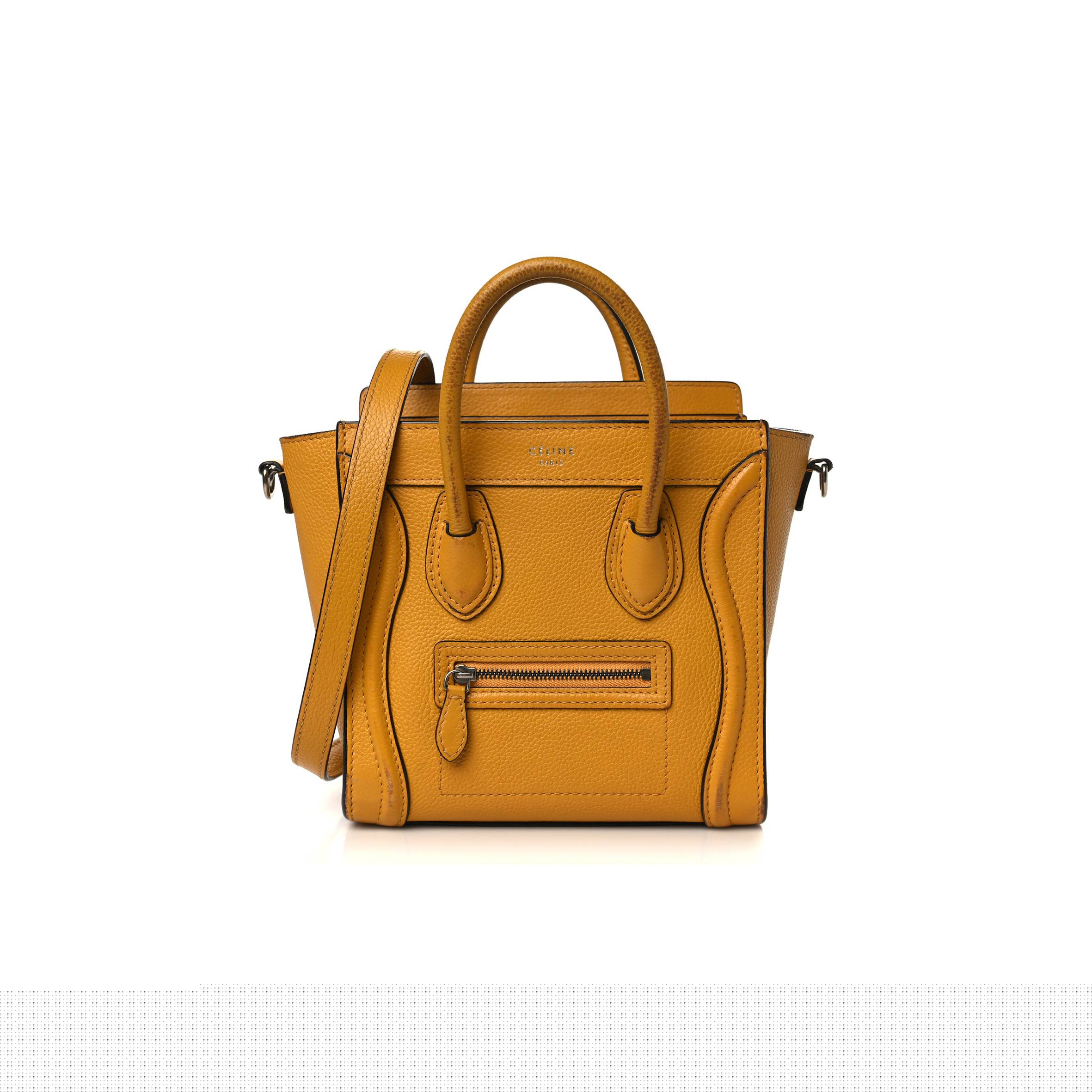 Ce**e drummed calfskin nano luggage ocre (20*20*10cm)