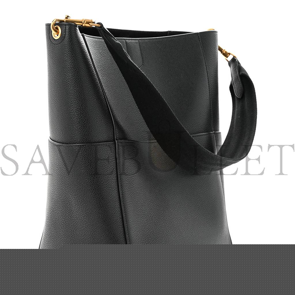 Ce**e soft grained calfskin sangle bucket bag black (33*23*15cm)