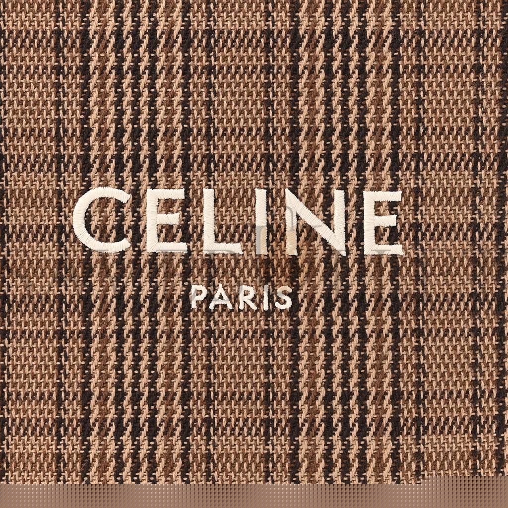 Ce**e calfskin tweed small vertical cabas dark brown (31*28*8cm)