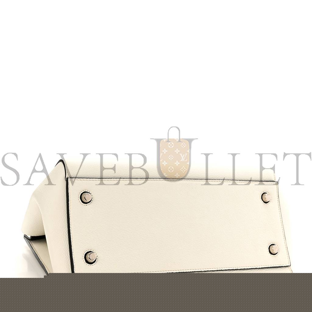 Ce**e grained calfskin medium edge shoulder bag white (34*25*17cm)