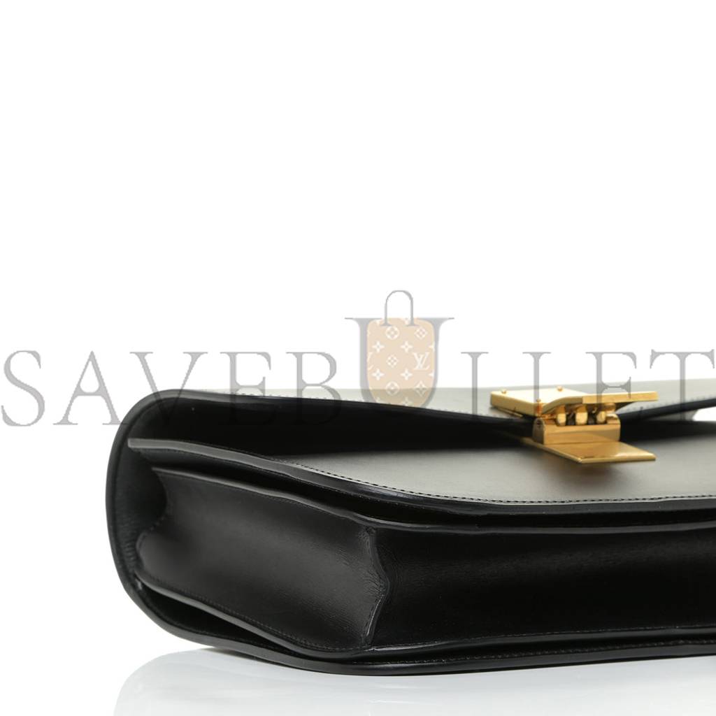 Ce**e box calfskin medium classic box flap bag black (23*18*7cm)