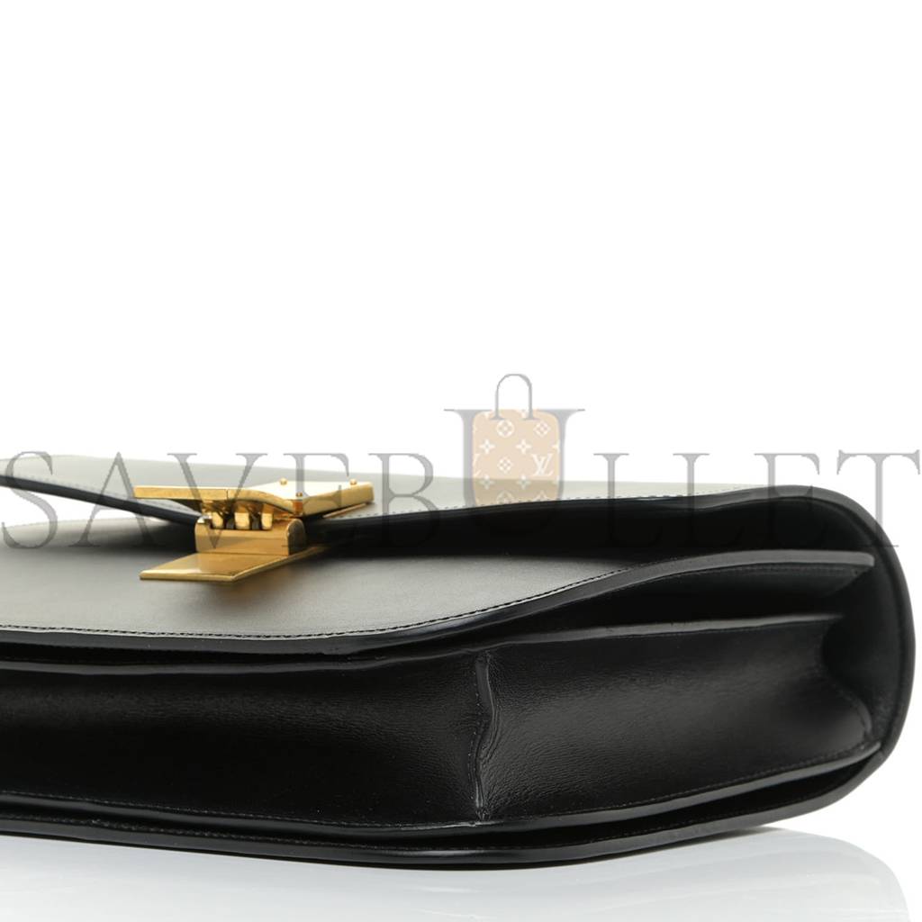 Ce**e box calfskin medium classic box flap bag black (23*18*7cm)