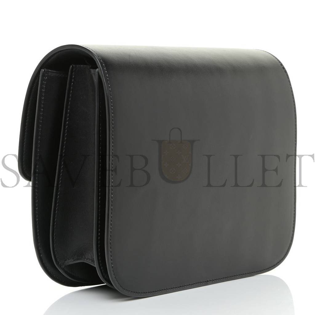 Ce**e box calfskin medium classic box flap bag black (23*18*7cm)