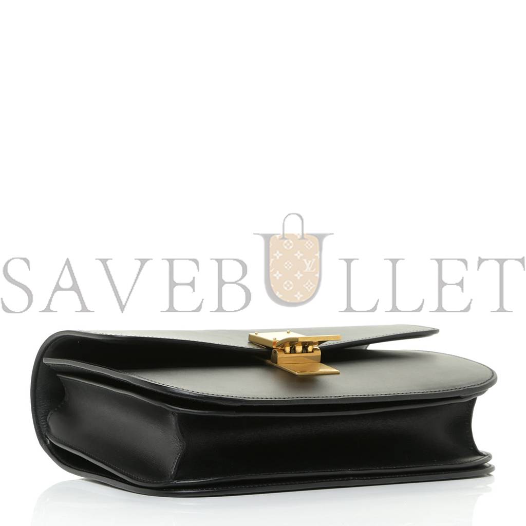 Ce**e box calfskin medium classic box flap bag black (23*18*7cm)