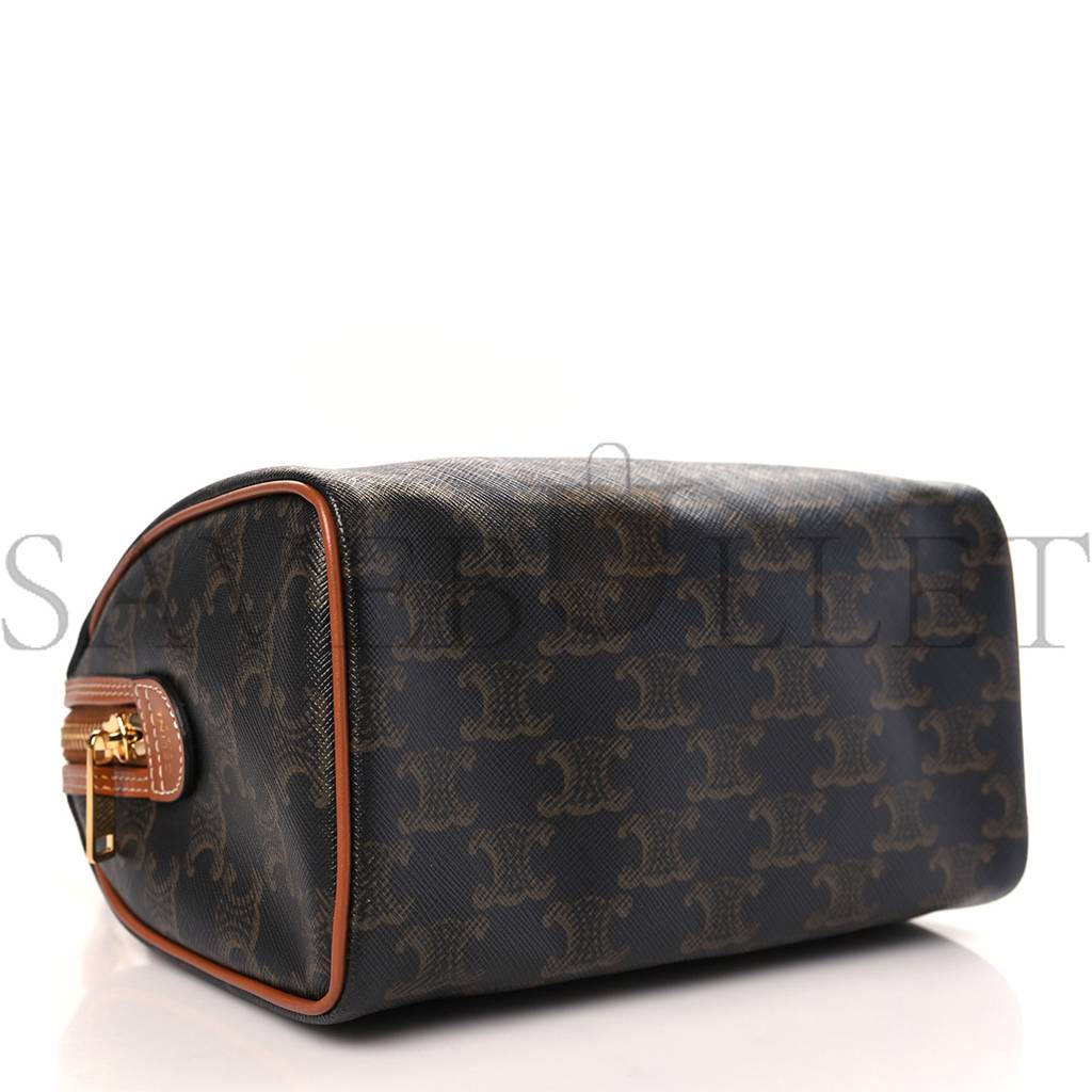 Ce**e triomphe canvas calfskin small boston bag tan  (22*18*13cm)