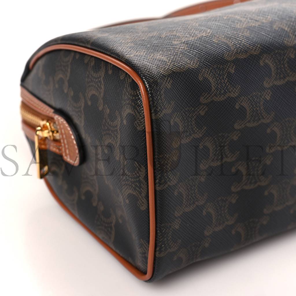 Ce**e triomphe canvas calfskin small boston bag tan  (22*18*13cm)