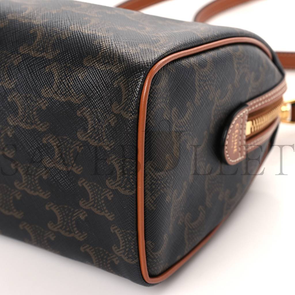 Ce**e triomphe canvas calfskin small boston bag tan  (22*18*13cm)