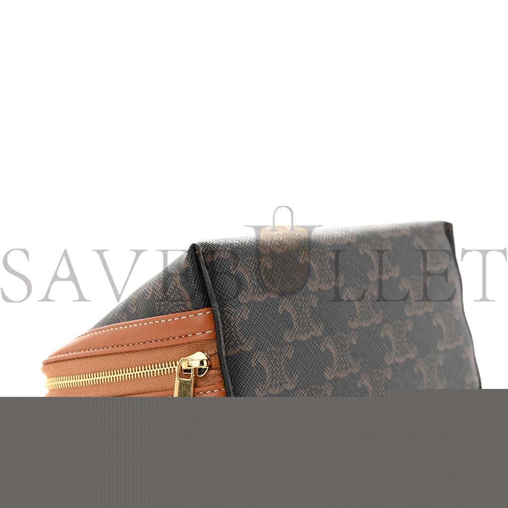 Ce**e triomphe canvas calfskin mini clutch on chain tan (17*11*9cm)