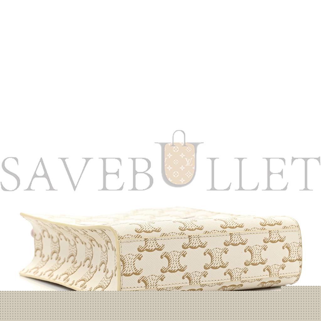 Ce**e triomphe canvas calfskin mini vertical cabas white (23*15*15cm)