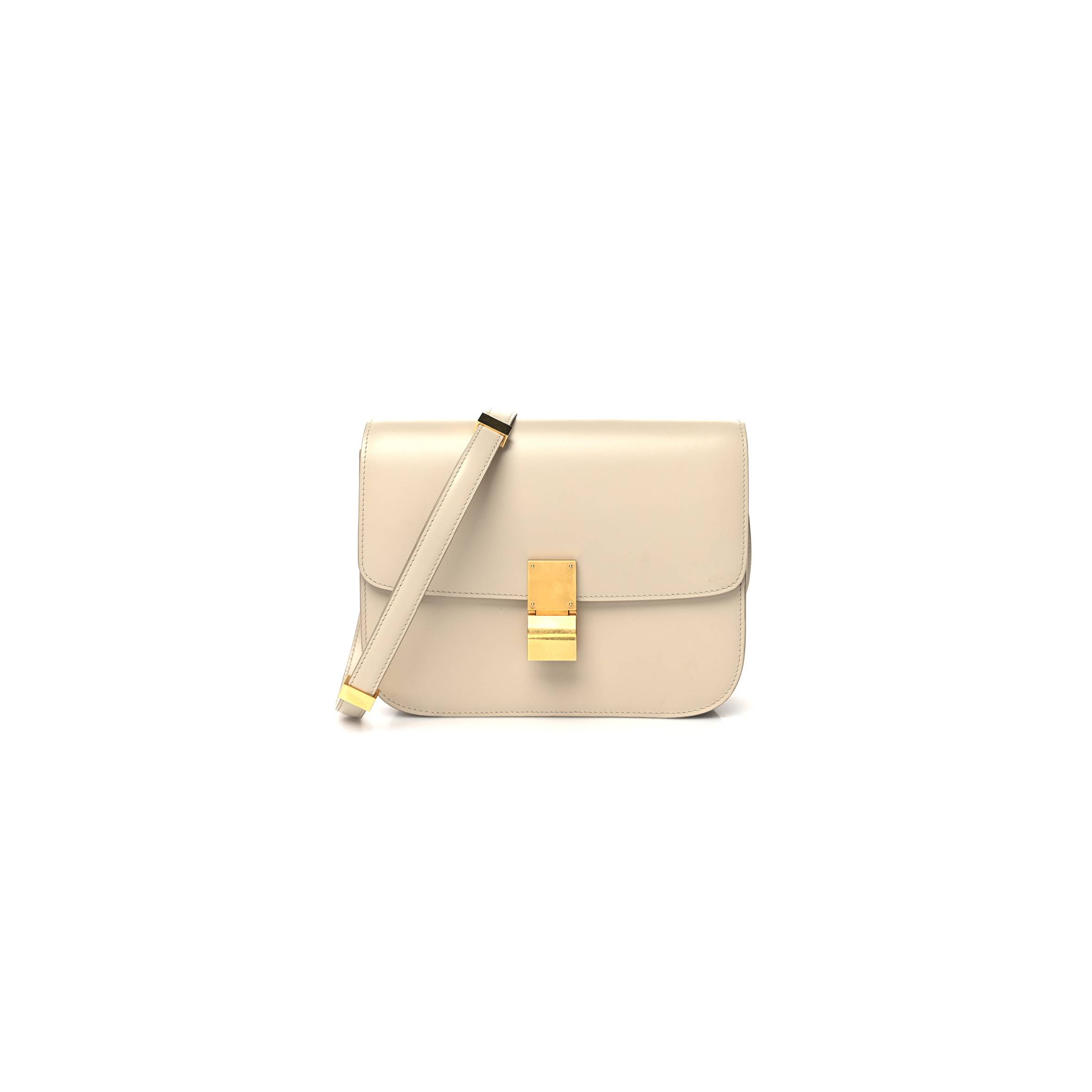 Ce**e box calfskin medium classic box flap bag powder (23*18*6cm)