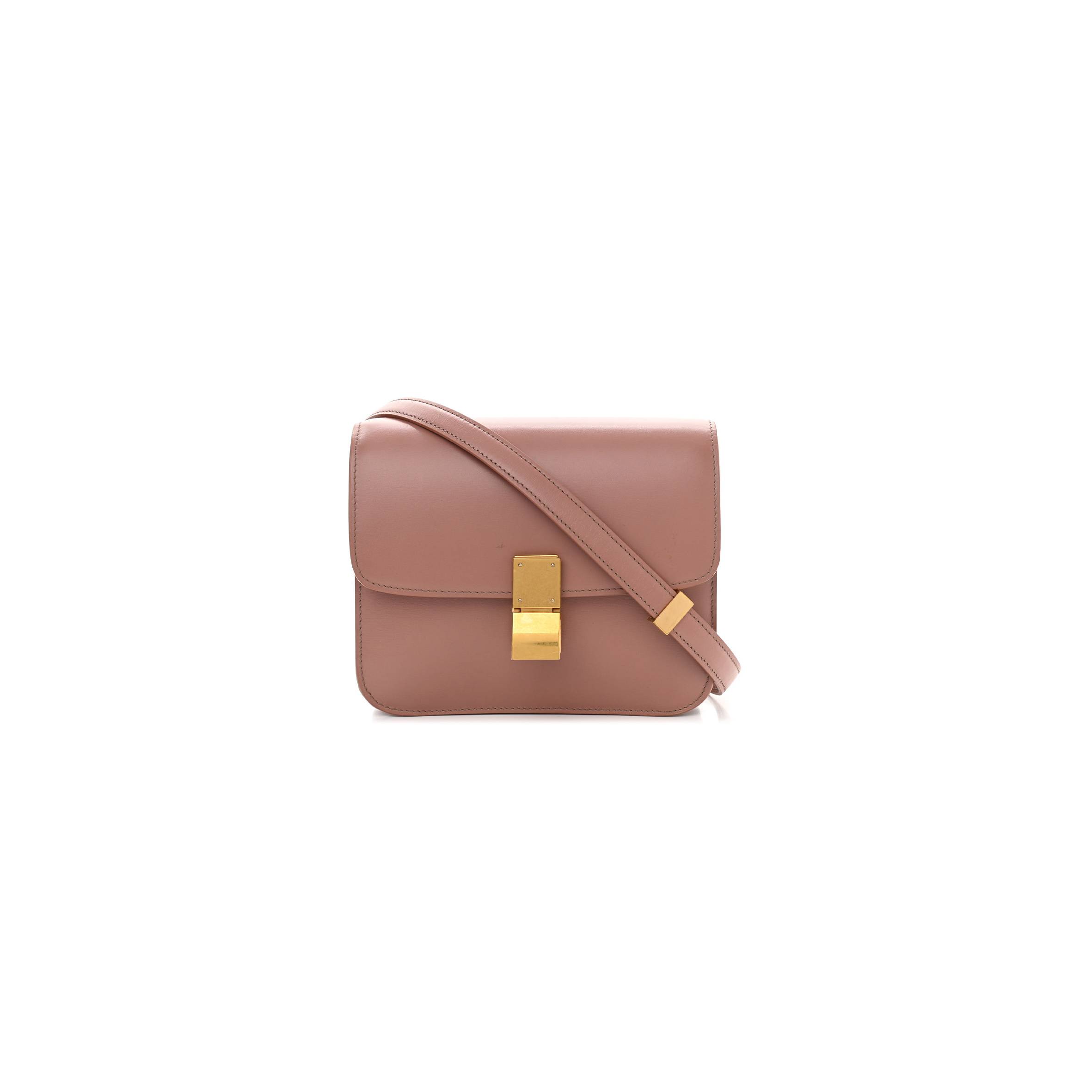 Ce**e box calfskin teen classic box flap bag antique rose (18*15*6cm)