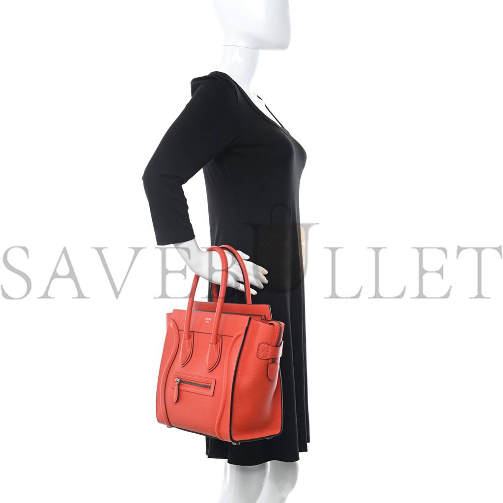 Ce**e drummed calfskin micro luggage vermillion (27*26*13cm)