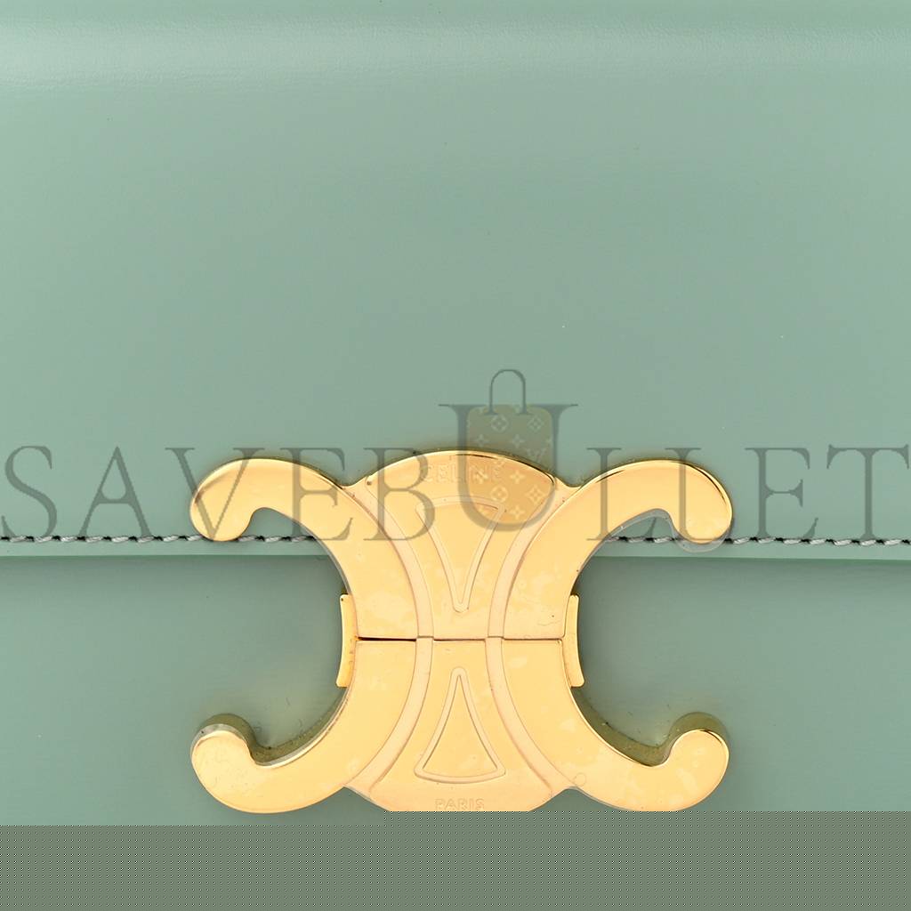 Ce**e shiny calfskin triomphe shoulder bag celadon (20*12*4cm)