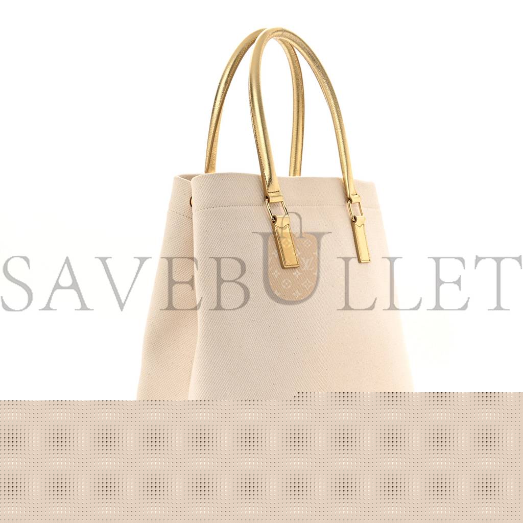 Ce**e canvas calfskin logo print small horizontal cabas gold (34*33*20cm)