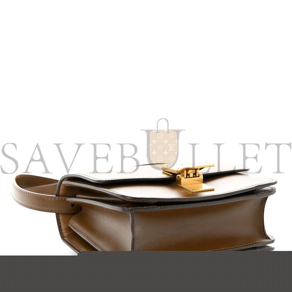 Ce**e smooth calfskin small classic box flap bag camel (17*14*6cm)
