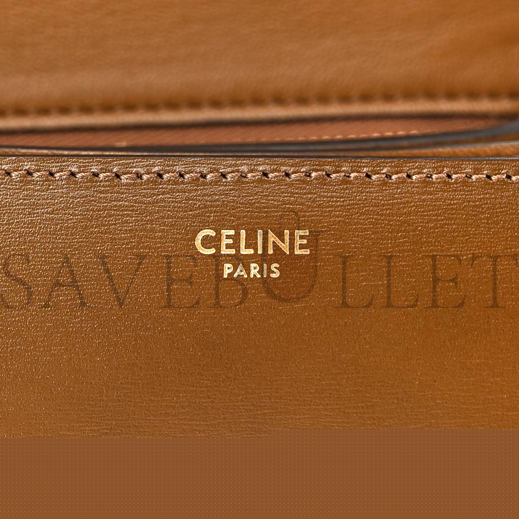 Ce**e smooth calfskin small classic box flap bag camel (17*14*6cm)