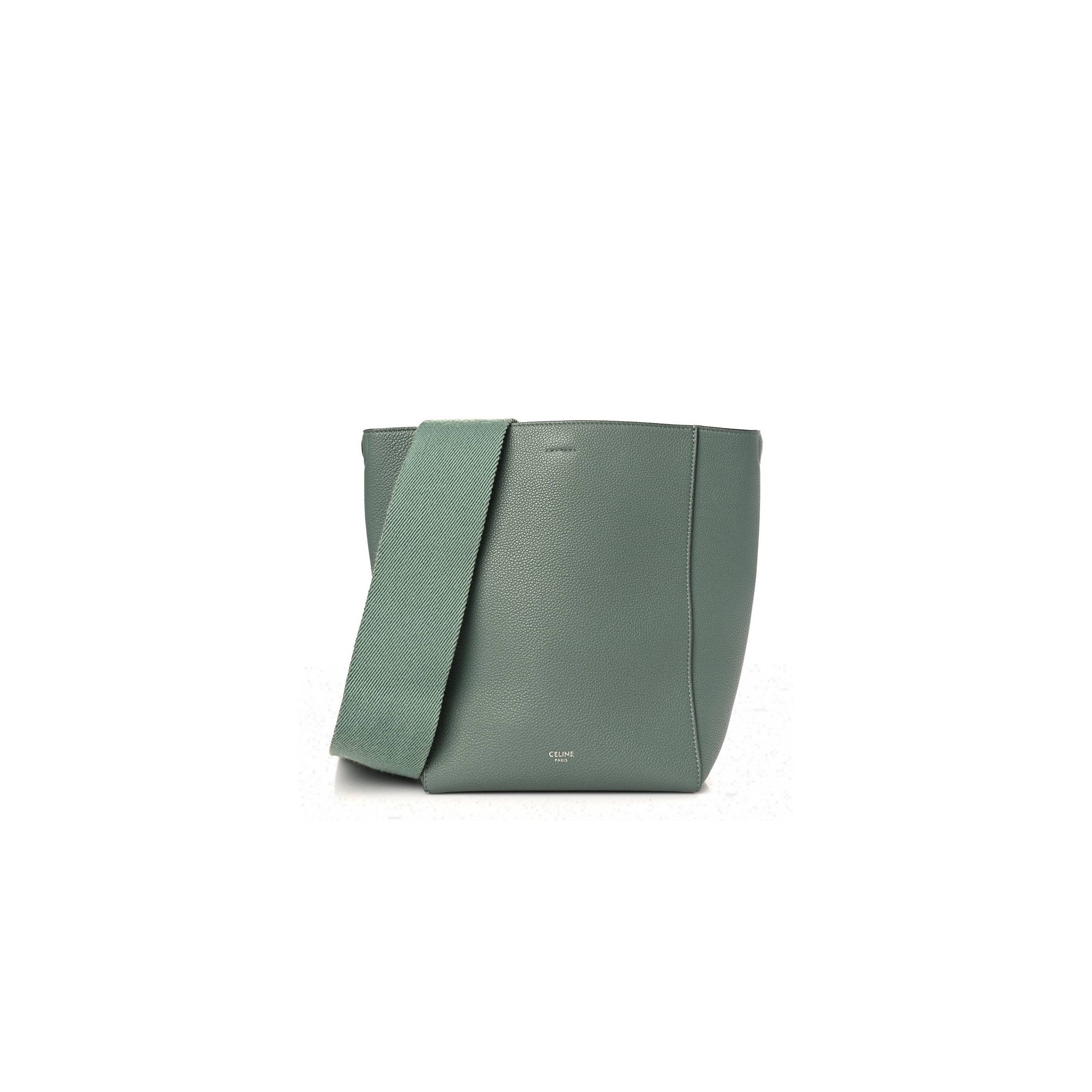 Ce**e soft grained calfskin small sangle bucket bag green (25*18*13cm)