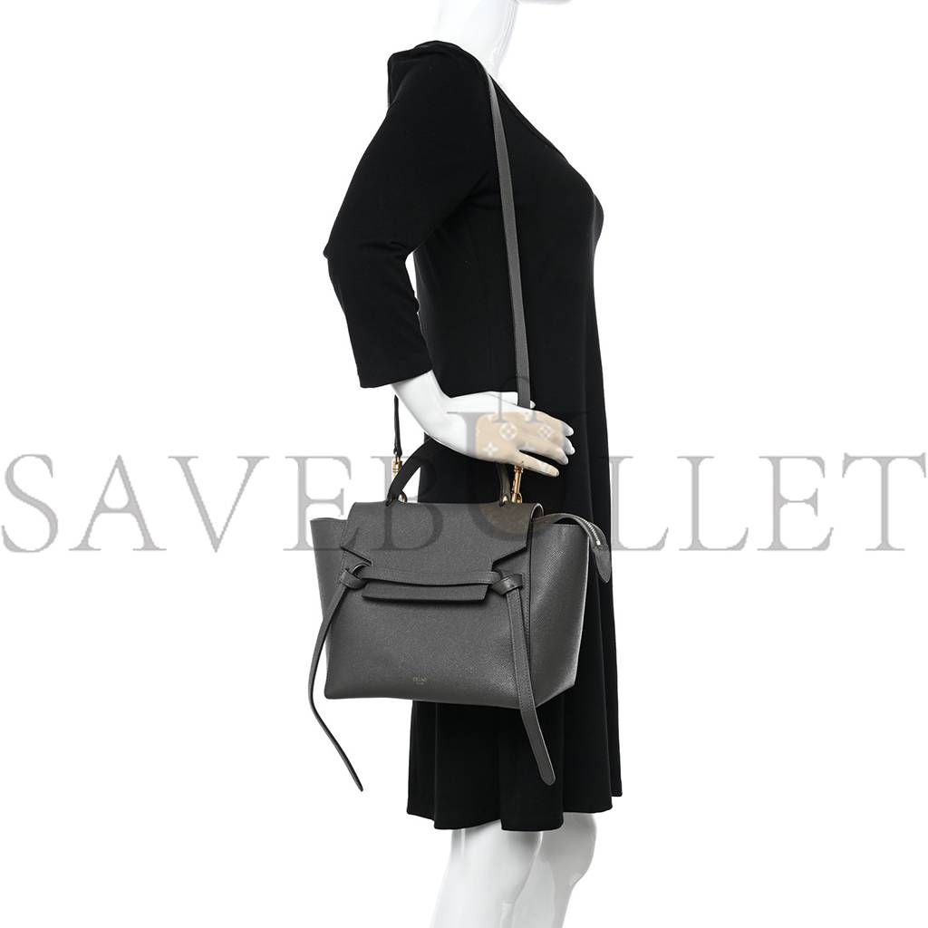 Ce**e baby grained calfskin micro belt bag grey (23*22*14cm)