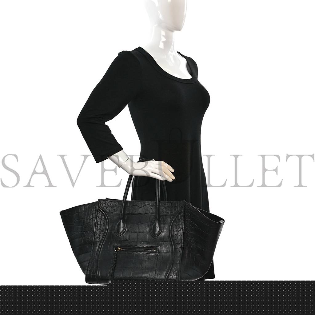 Ce**e crocodile embossed calfskin medium phantom luggage black (30*27*24cm)