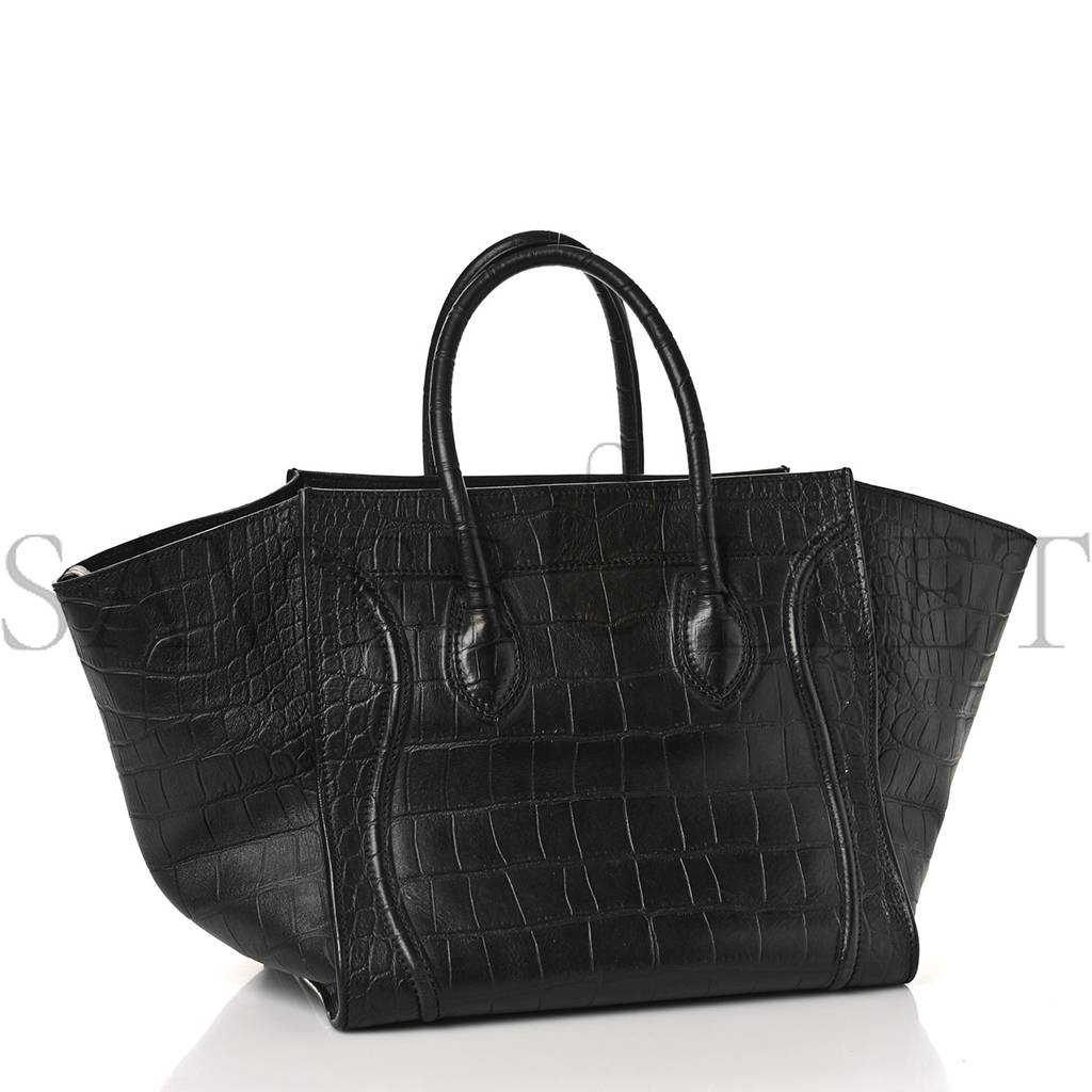 Ce**e crocodile embossed calfskin medium phantom luggage black (30*27*24cm)