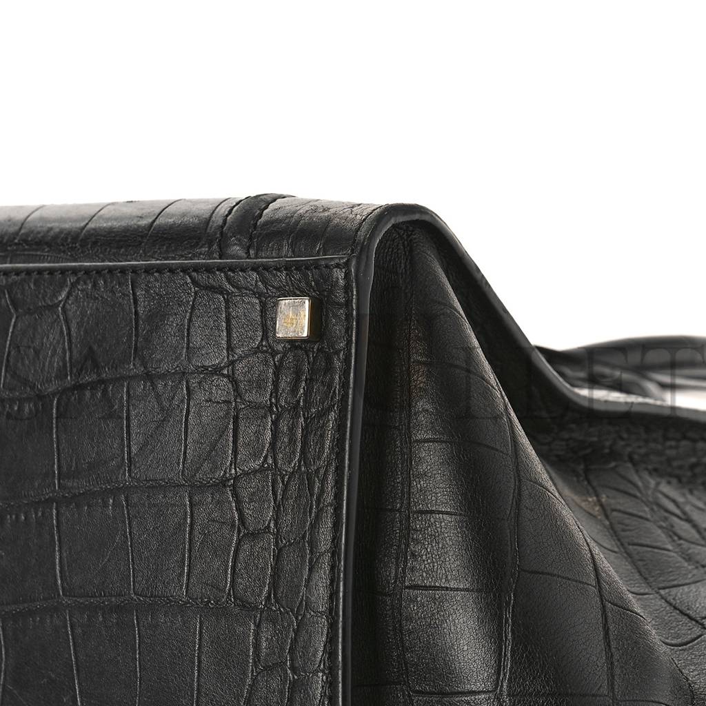 Ce**e crocodile embossed calfskin medium phantom luggage black (30*27*24cm)