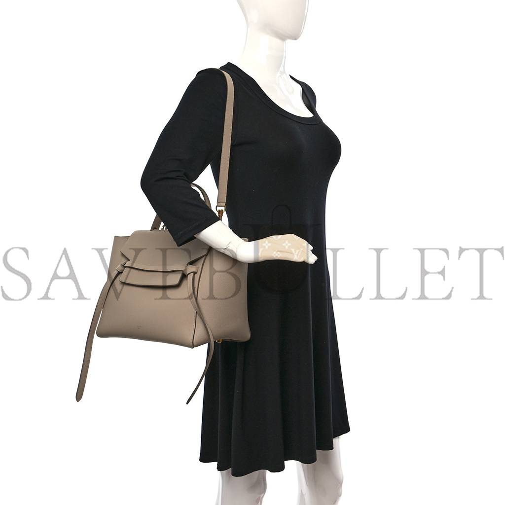 Ce**e grained calfskin mini belt bag light taupe (27*23*17cm)