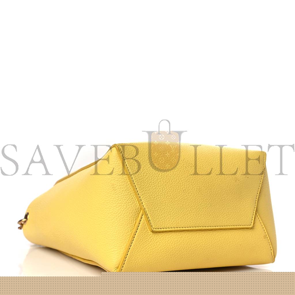 Ce**e soft grained calfskin small sangle bucket bag citron (24*18*12cm)