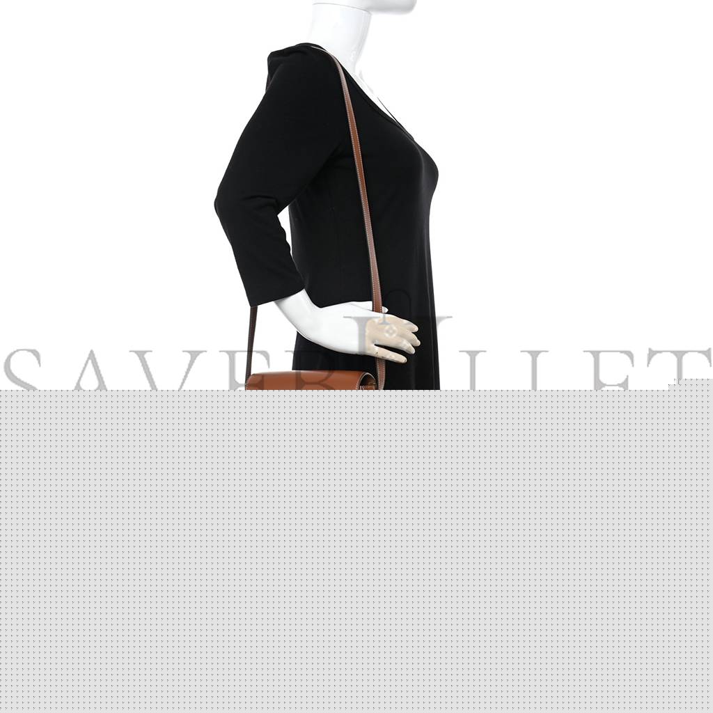 Ce**e smooth calfskin cuir triomphe folco crossbody bag tan (19*16*6cm)