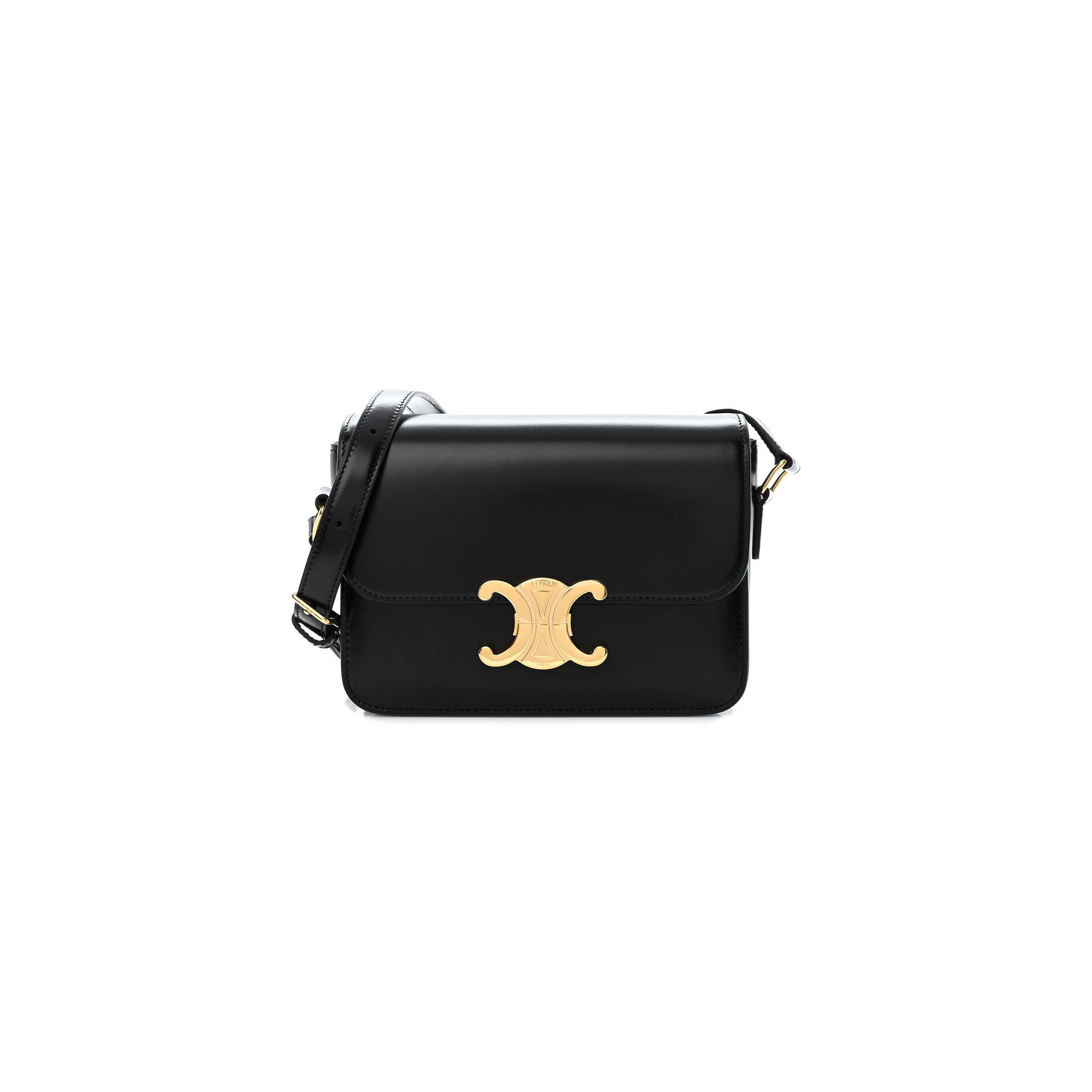 Ce**e shiny calfskin teen triomphe black (18*13*8cm)