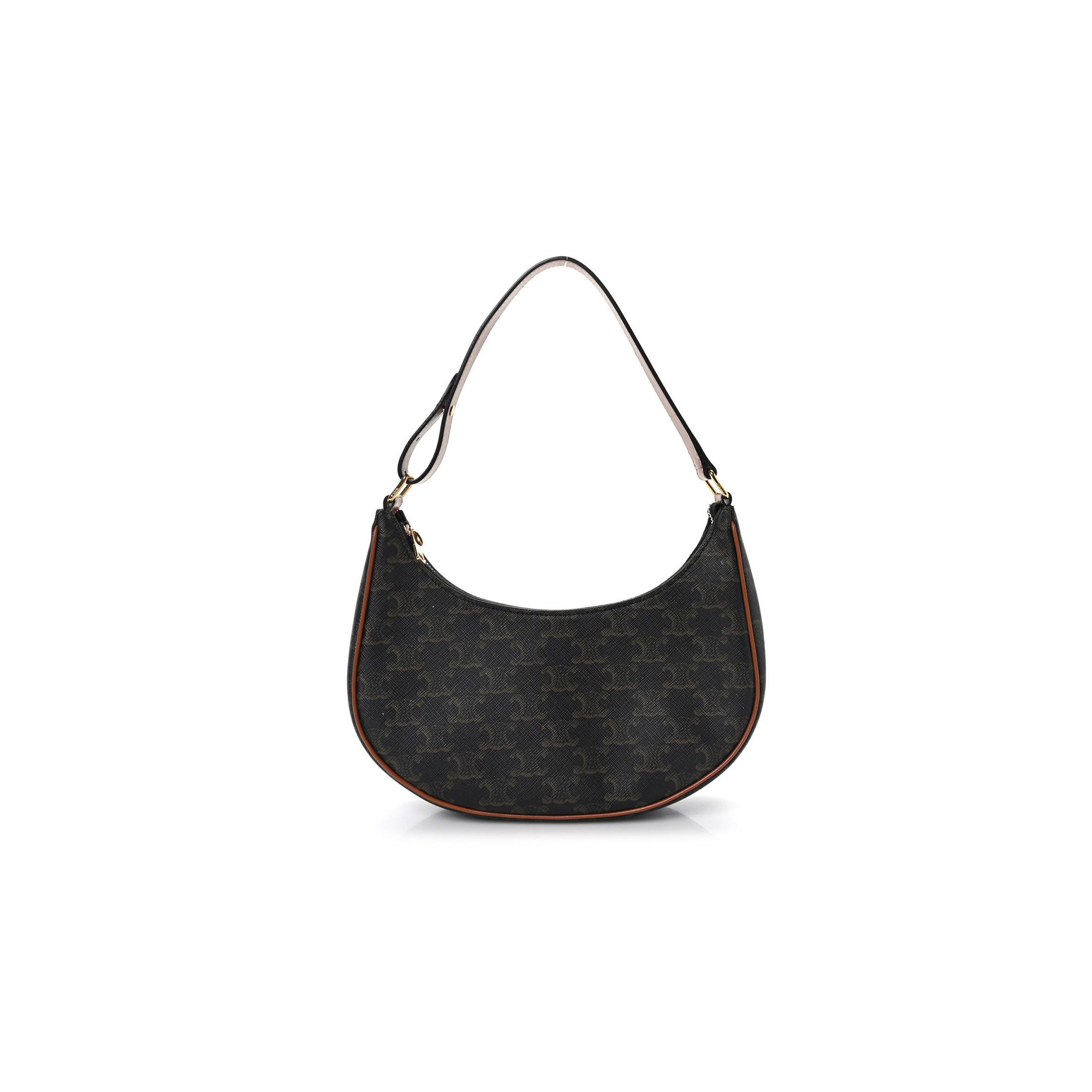 Ce**e triomphe canvas calfskin ava shoulder bag tan (24*12*7cm)