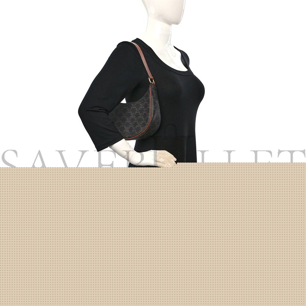 Ce**e triomphe canvas calfskin ava shoulder bag tan (24*12*7cm)