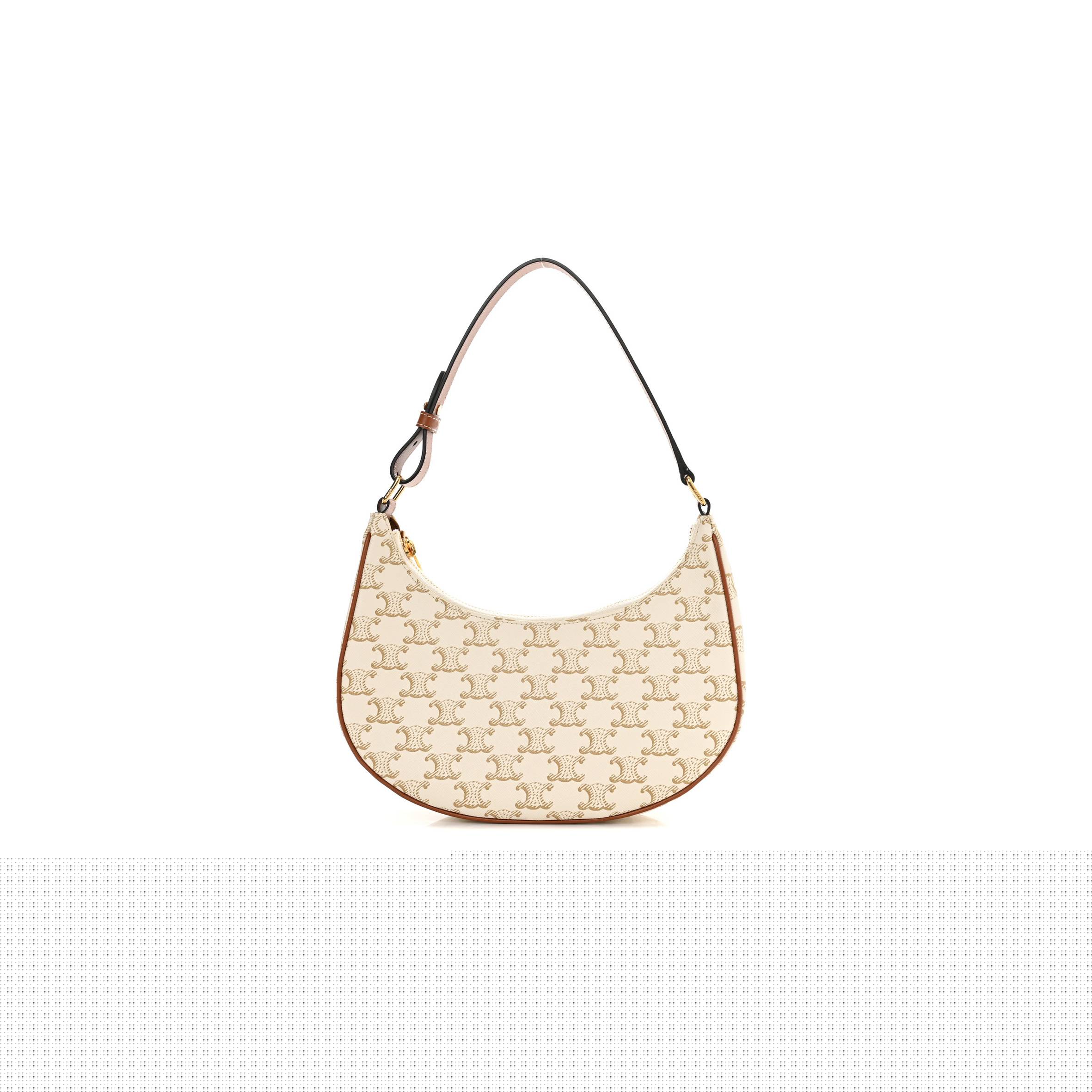 Ce**e canvas calfskin ava triomphe shoulder bag white (25*20*7cm)