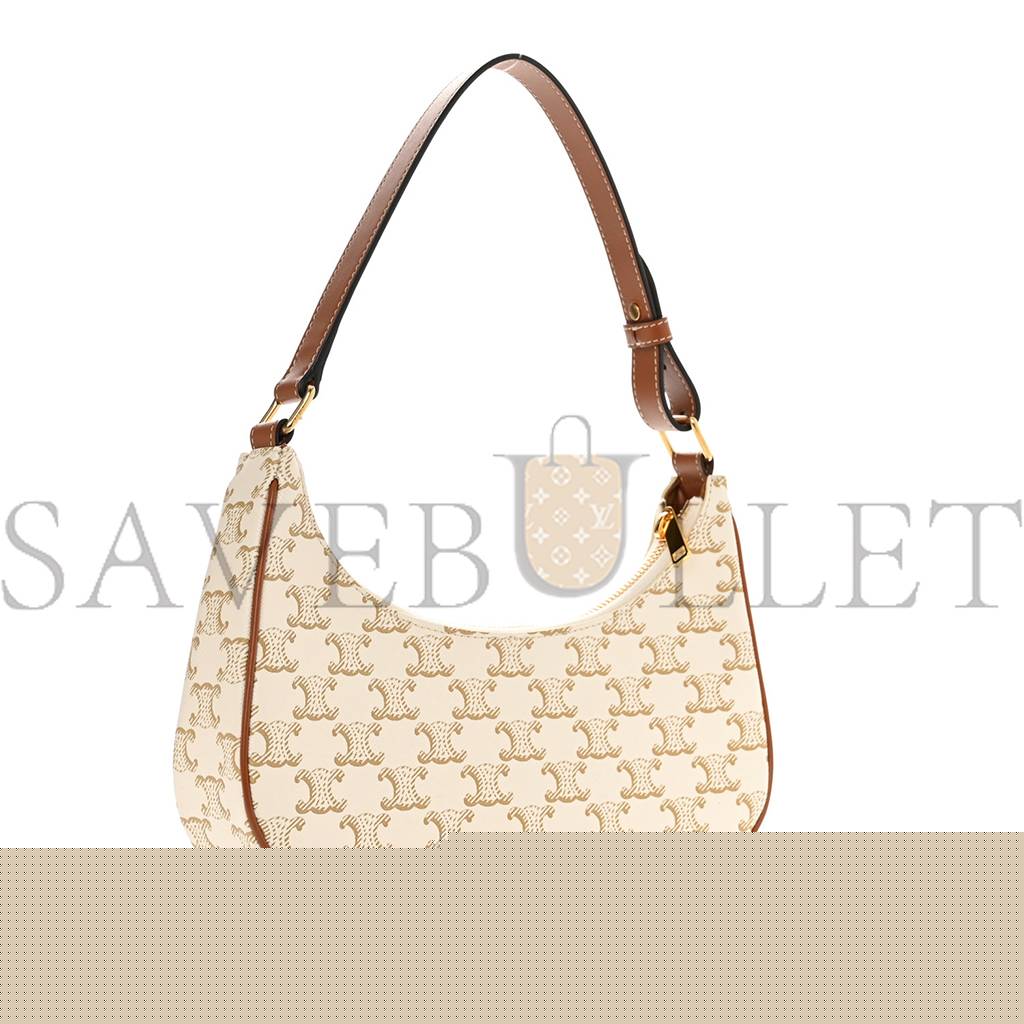 Ce**e canvas calfskin ava triomphe shoulder bag white (25*20*7cm)