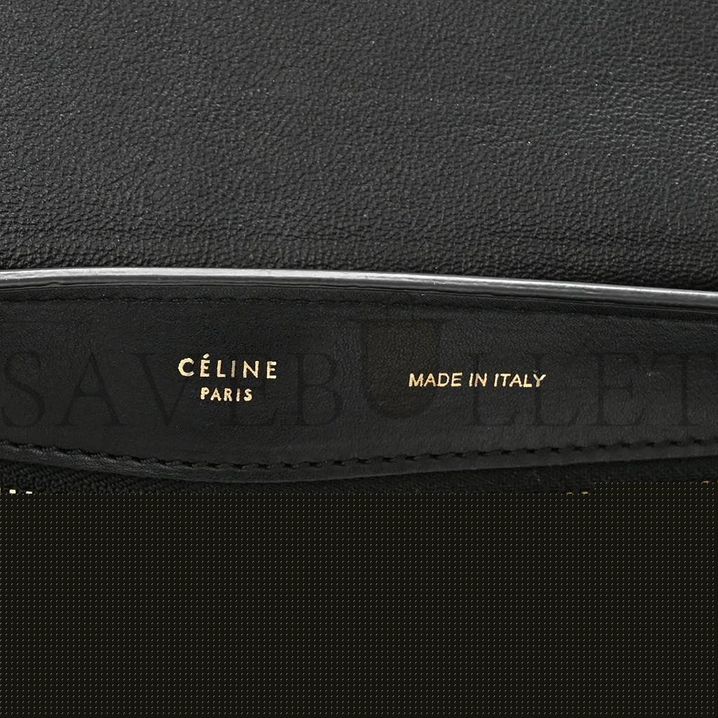 Ce**e crocodile embossed calfskin suede medium trapeze black (30*25*18cm)