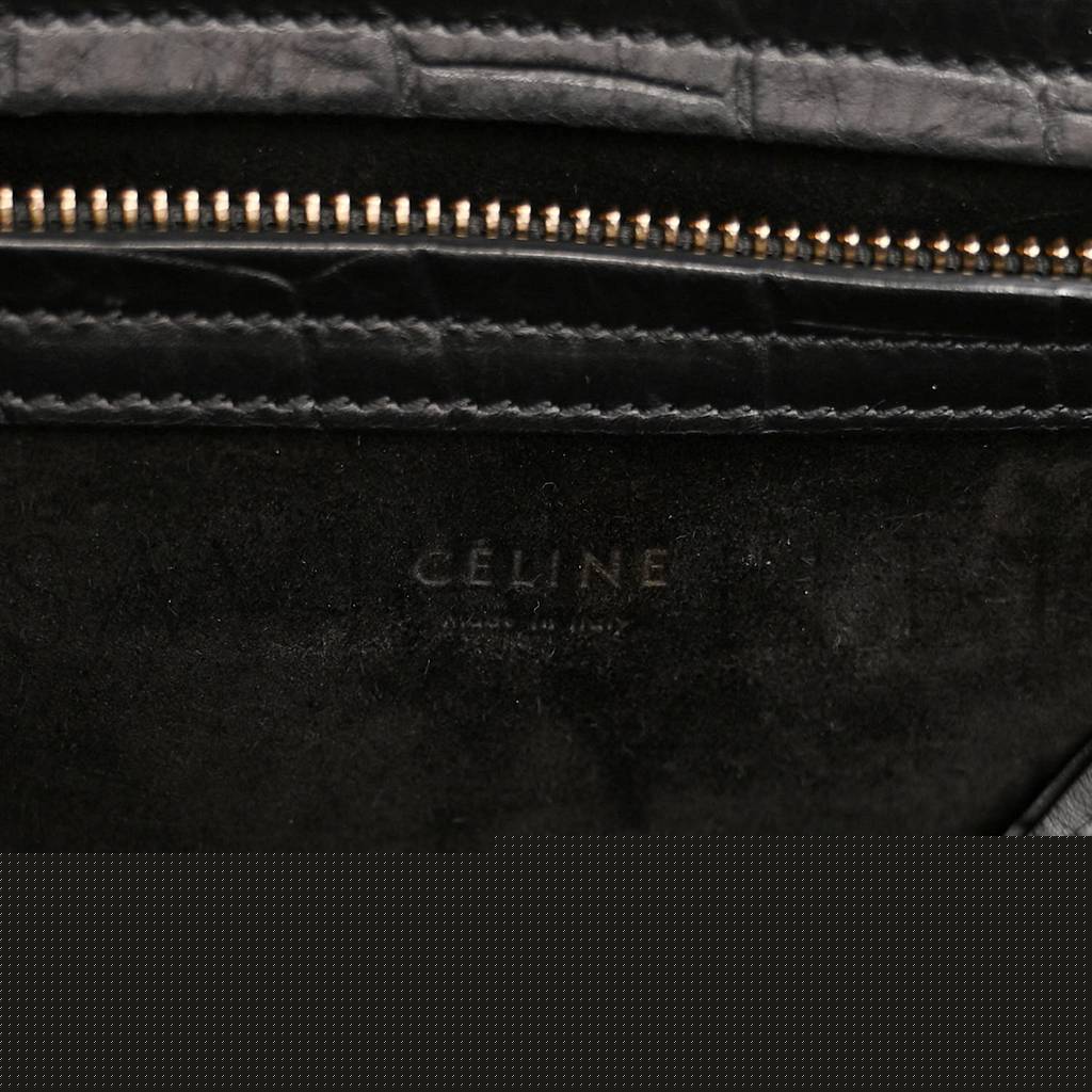 Ce**e crocodile embossed calfskin large phantom luggage black (34*32*25cm)