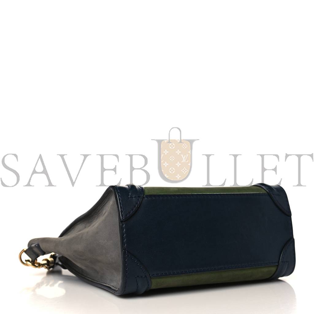 Ce**e nubuck smooth calfskin nano tri-color luggage green (20*19*10cm)