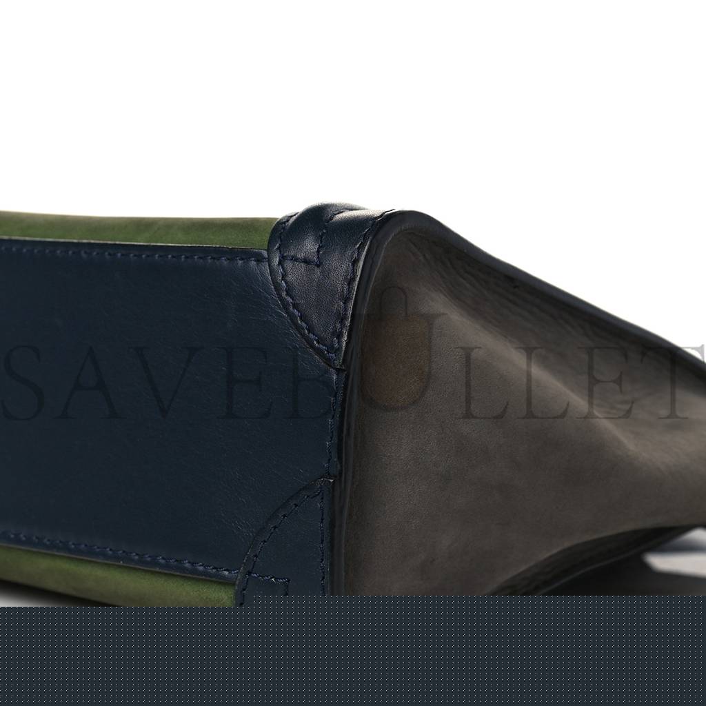 Ce**e nubuck smooth calfskin nano tri-color luggage green (20*19*10cm)