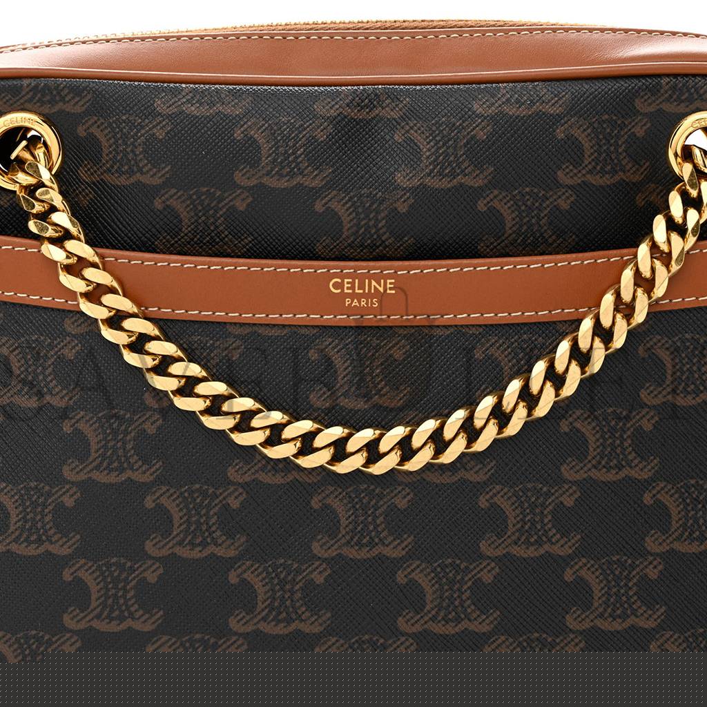 Ce**e triomphe canvas calfskin medium patapans tan (25*18*5cm)