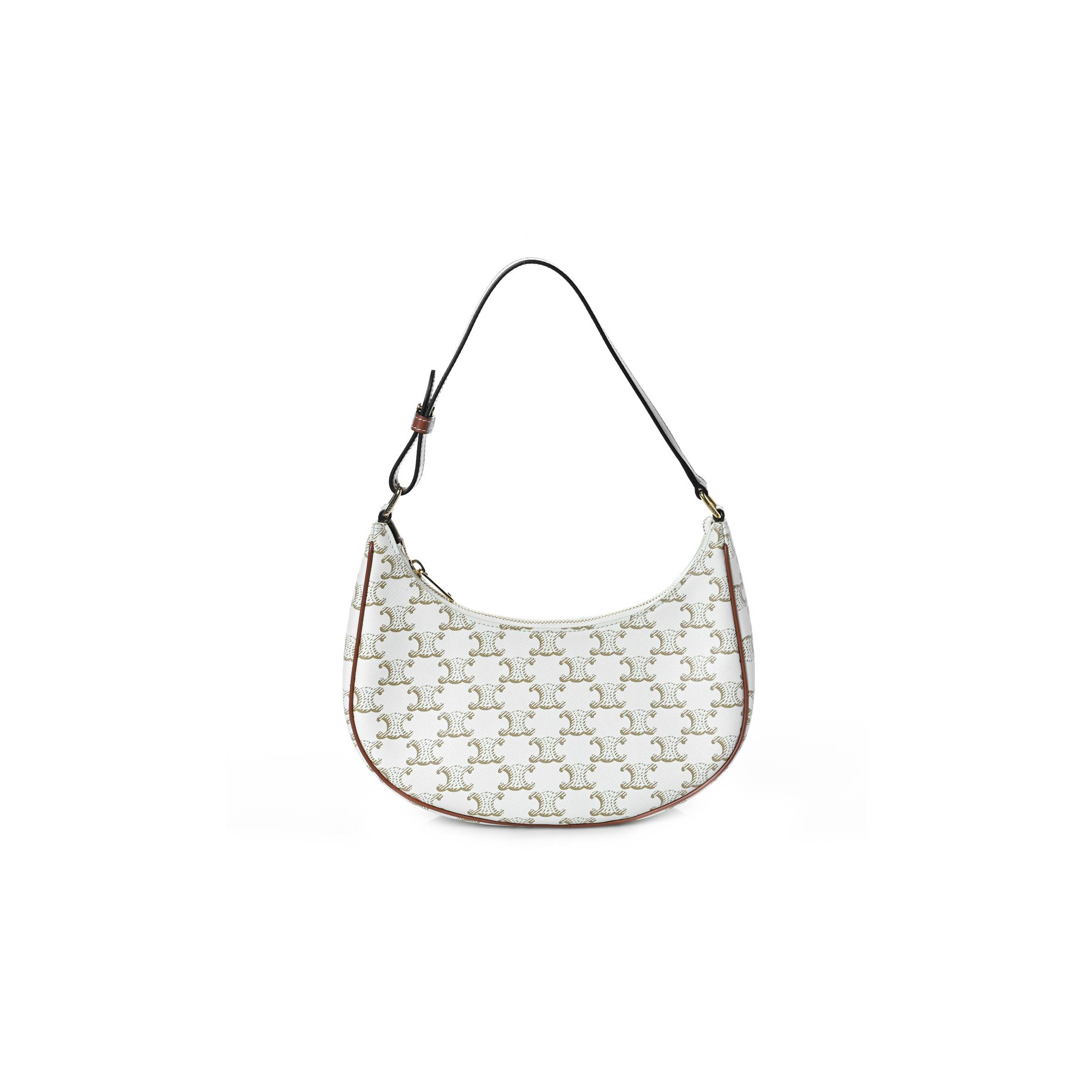 Ce**e canvas calfskin ava triomphe shoulder bag white (23*13*6cm)