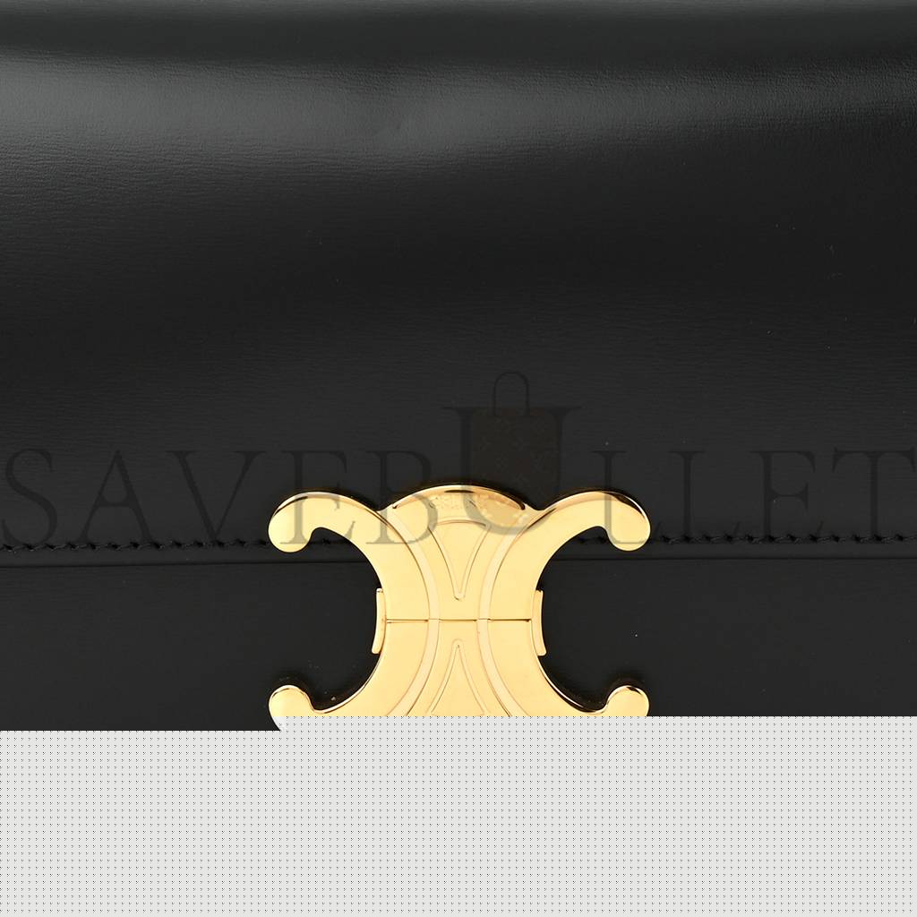 Ce**e shiny calfskin medium triomphe black (22*16*8cm)