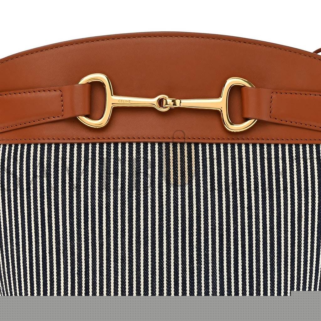 Ce**e textile calfskin crecy bucket bag blue tan (23*15*15cm)