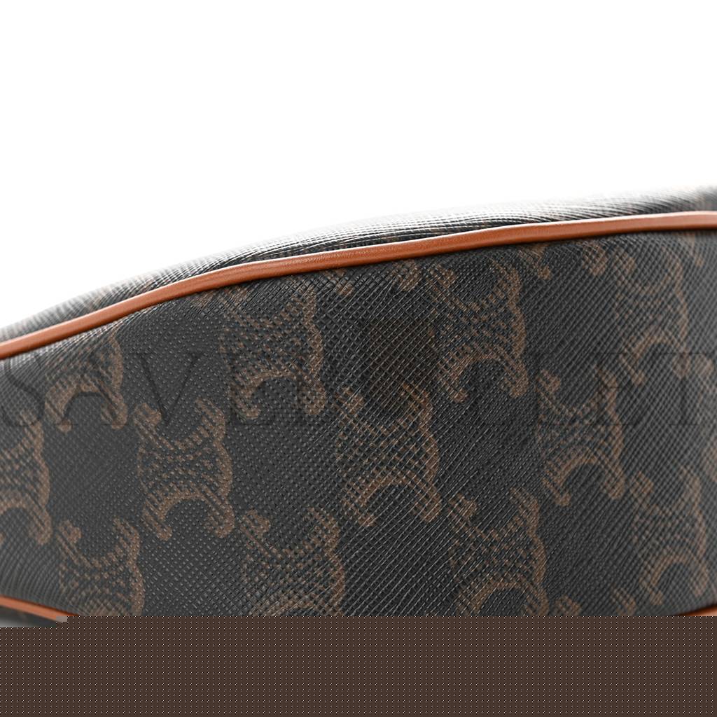 Ce**e triomphe canvas calfskin ava shoulder bag tan (25*18*8cm)