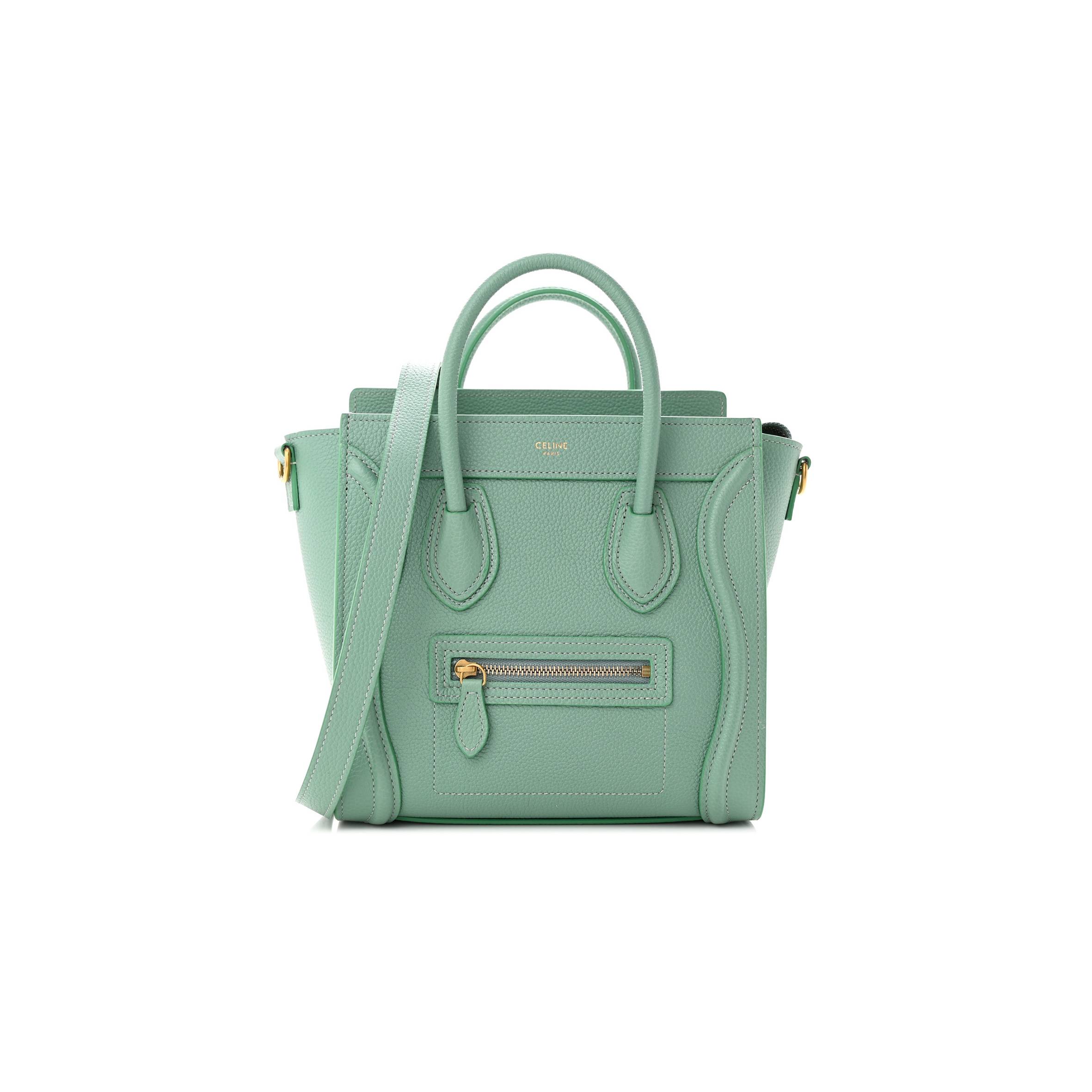 Ce**e drummed calfskin nano luggage celadon (21*20*10cm)