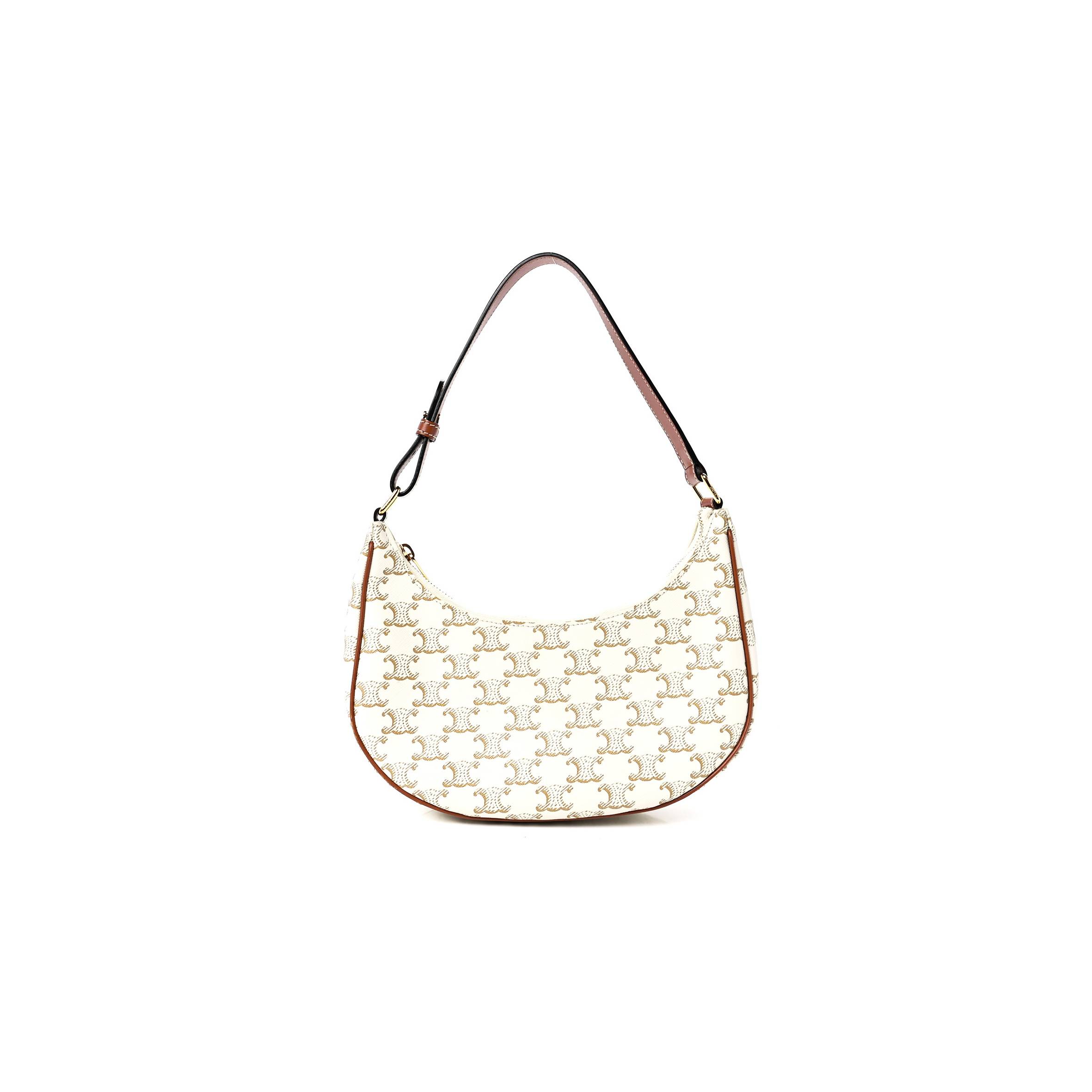 Ce**e canvas calfskin ava triomphe shoulder bag white (20*17*6cm)