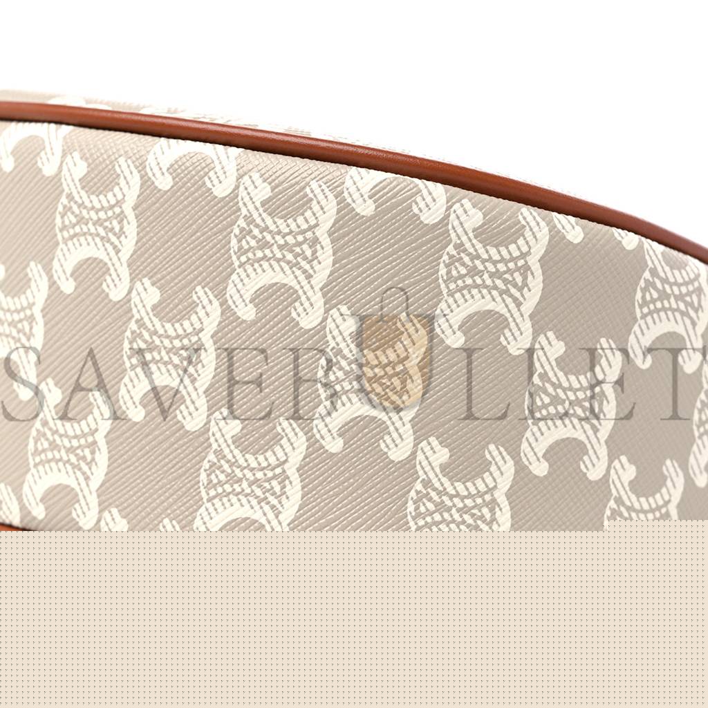 Ce**e canvas calfskin ava triomphe shoulder bag grege (25*13*7cm)