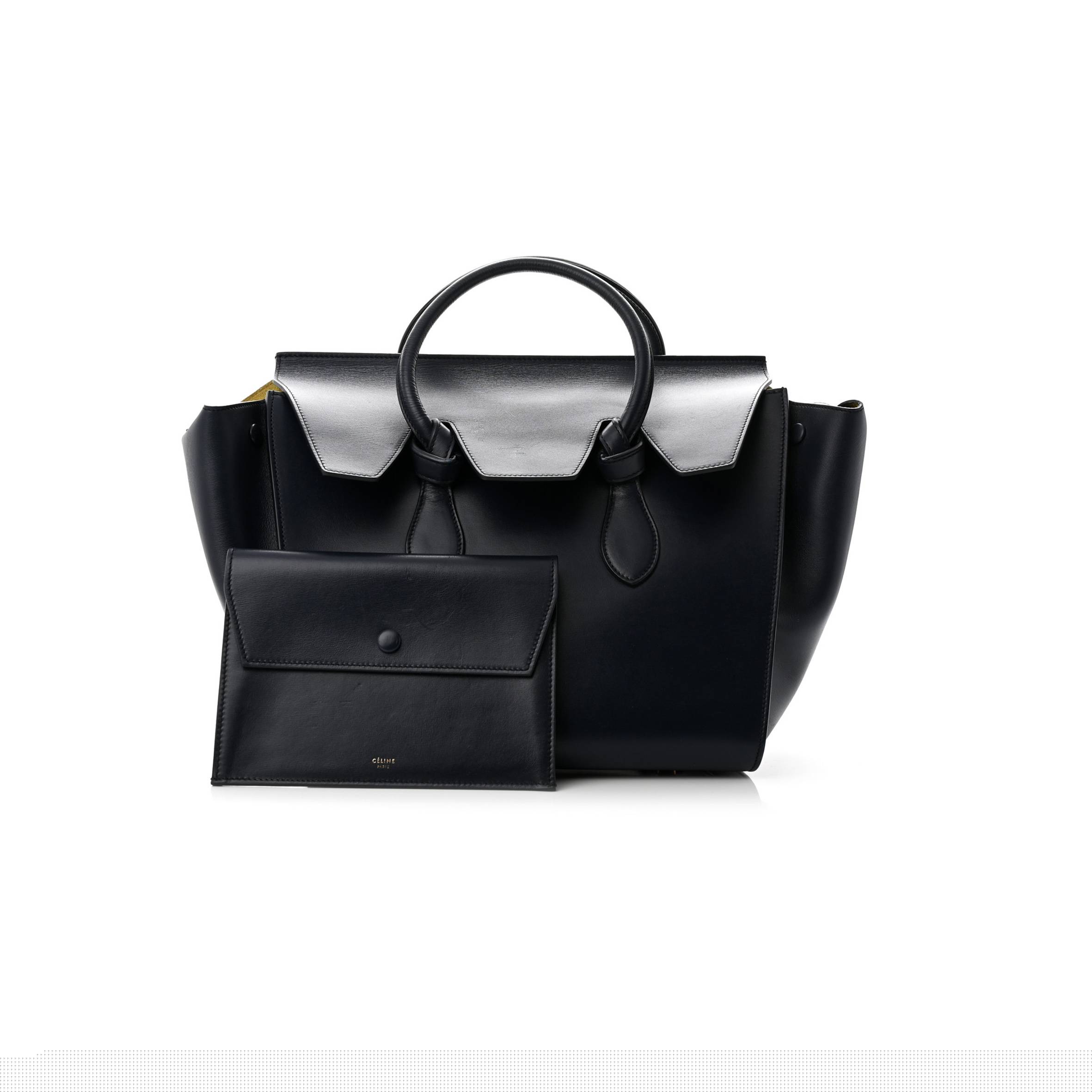 Ce**e palmelato calfskin medium tie knot tote midnight (28*28*20cm)