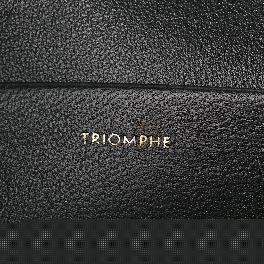 Ce**e shiny calfskin cuir triomphe chain shoulder bag black (20*11*4cm)